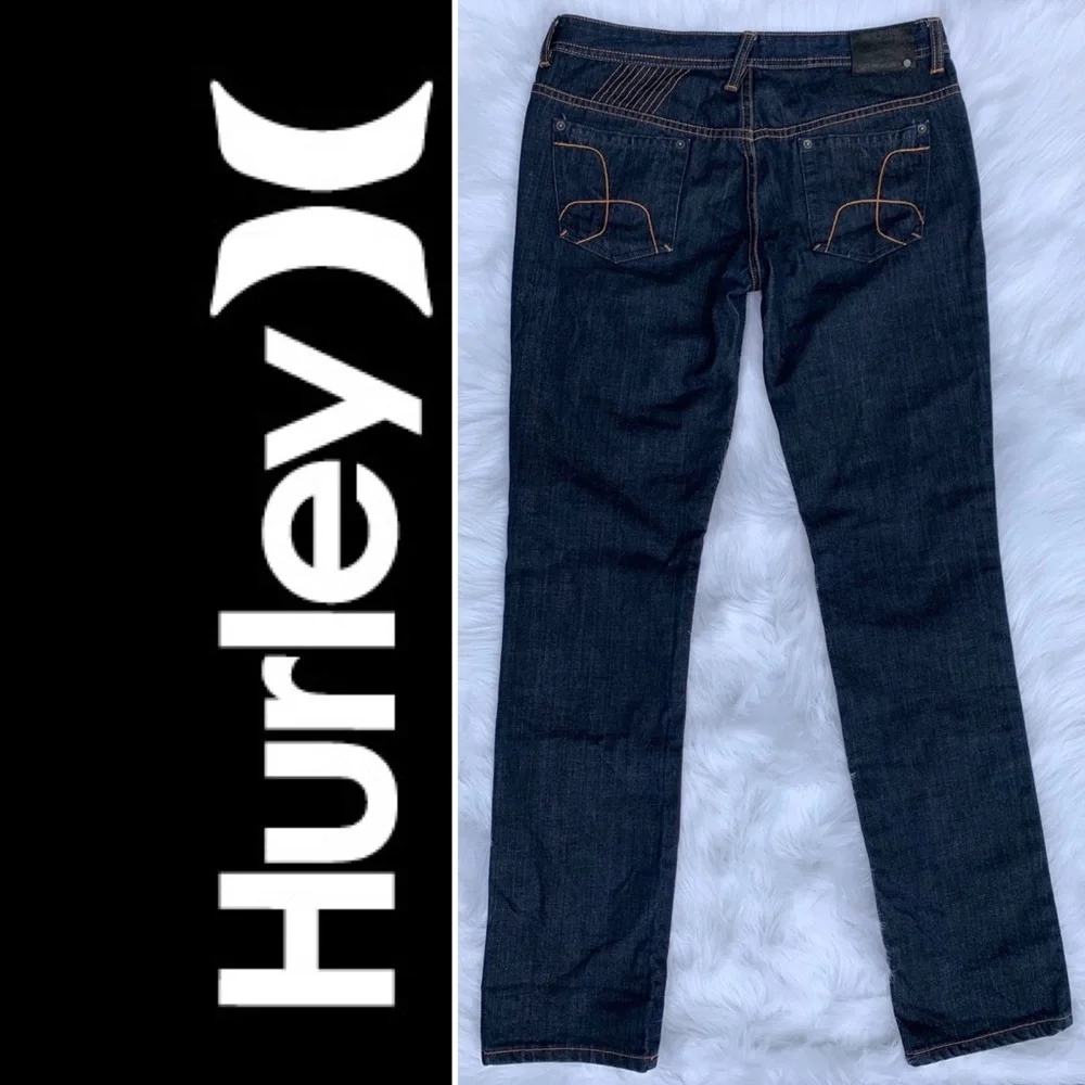 💋 SOLD💋 Hurley Dark Wash Midrise Straight Leg Jeans - Picture 2 of 9